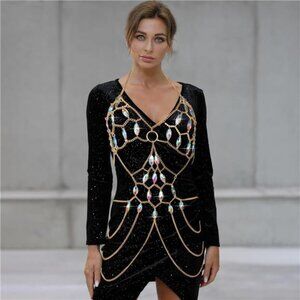 💘 Luxury Metal Body Chain Bra | Eco-Friendly Gold Full Body Jewelry